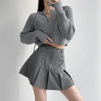 High Waist Pleated College Style Uniforms Safety Pants Mini Skirts