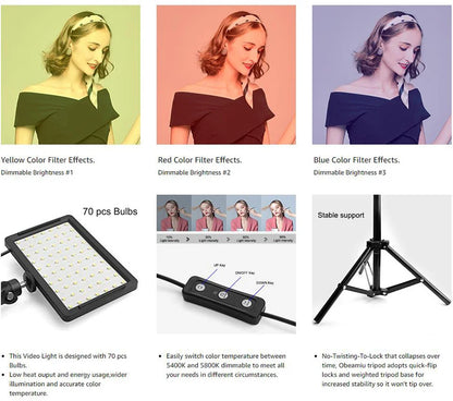 Zestaw oświetlenia LED do wideo i fotografii – z statywem i filtrami RGB