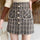 Womens Thick Woolen Pearl Button Front Pocket Glitter Mini Skirt