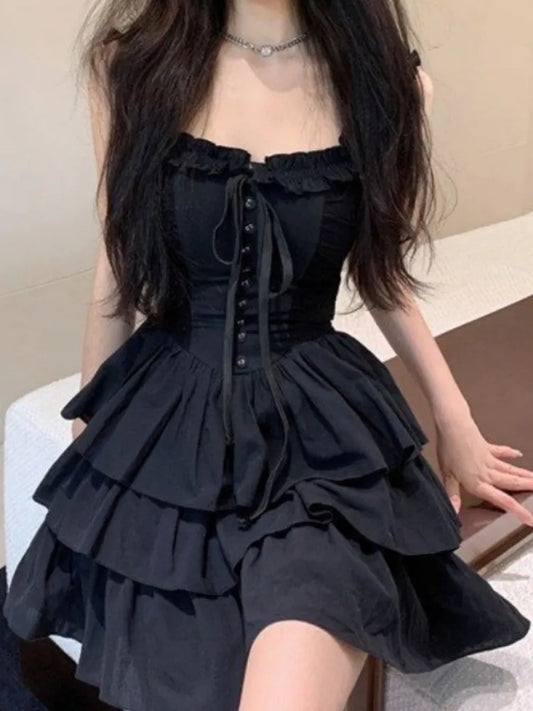 Korean Fashion Dark Punk Cake Sexy Mini Dress
