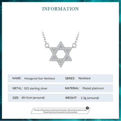 925 Sterling Silver Star of David Pendant Necklace