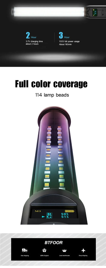 Handhållen RGB LED-ljusstav – 50CM fotografistudiolampa