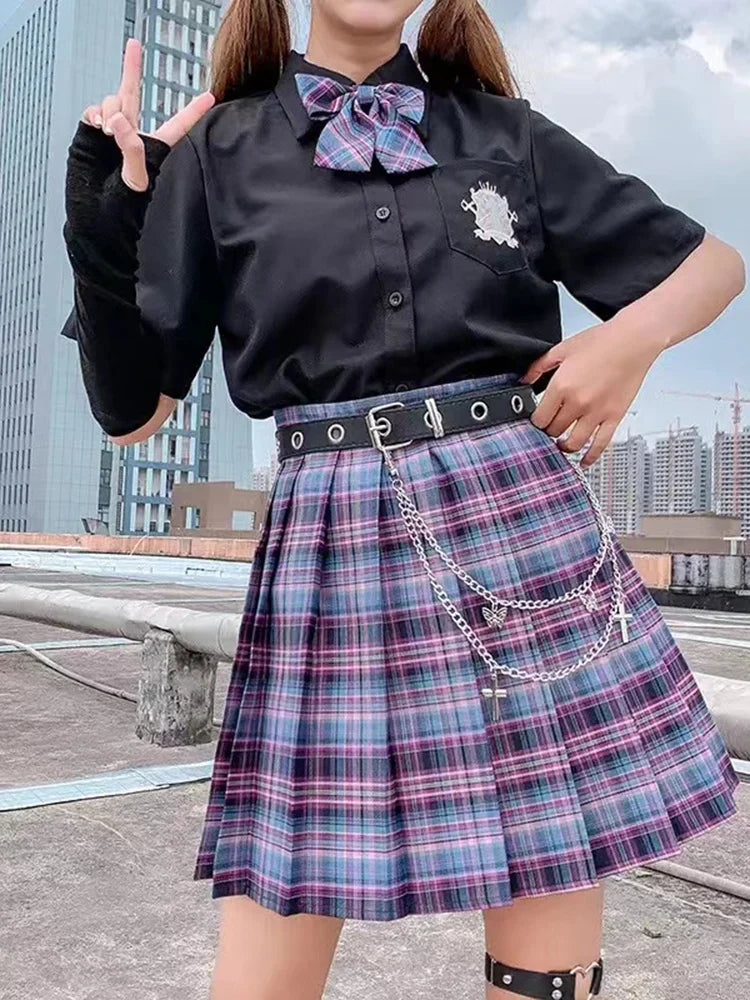 High Waist Preppy Girls Dance Mini Skirt