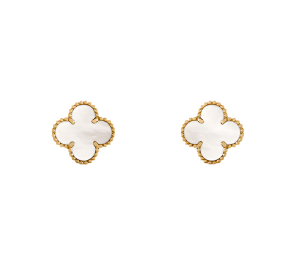 925 Sterling Silver Pearl Clover Stud Earring