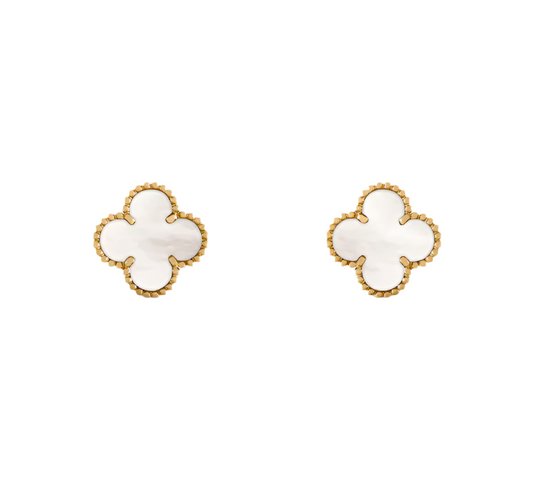 925 Sterling Silver Pearl Clover Stud Earring