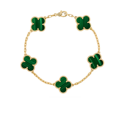 925 Sterling Silver Four Leaf Pearl Clover Bracelet