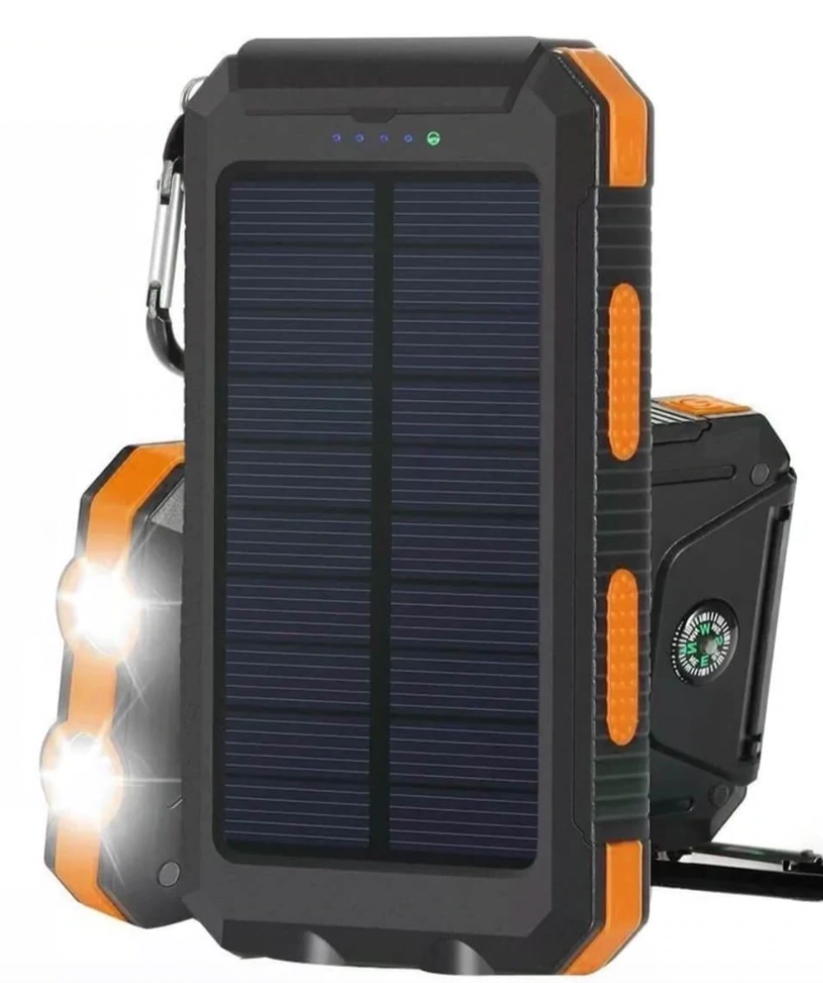 Solkraftbank – 500000mAh bärbar vattentät utomhusladdare med dubbla USB och LED-lampa