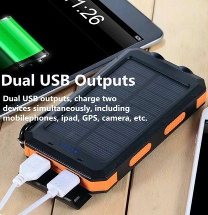 Solkraftbank – 500000mAh bärbar vattentät utomhusladdare med dubbla USB och LED-lampa