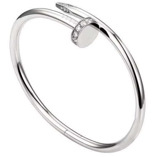 Nail Silver Cubic Zirconia Bracelet