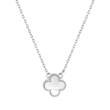 Sterling Silver Clover Pearl Silver Necklace