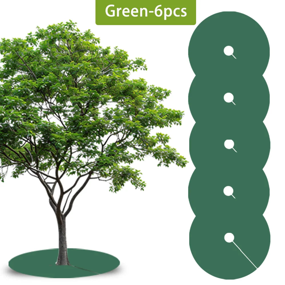 6pcs Tree Protection Weed Mats – Non-Woven Fabric