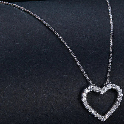 Moissanite 925 Sterling Silver Heart Necklaces