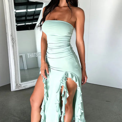 Elegant Ruffles Off Shoulder Women Mini Midi Dress