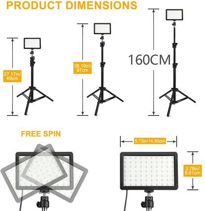 Zestaw oświetlenia LED do wideo i fotografii – z statywem i filtrami RGB