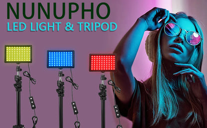 Zestaw oświetlenia LED do wideo i fotografii – z statywem i filtrami RGB