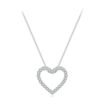Moissanite 925 Sterling Silver Heart Necklaces
