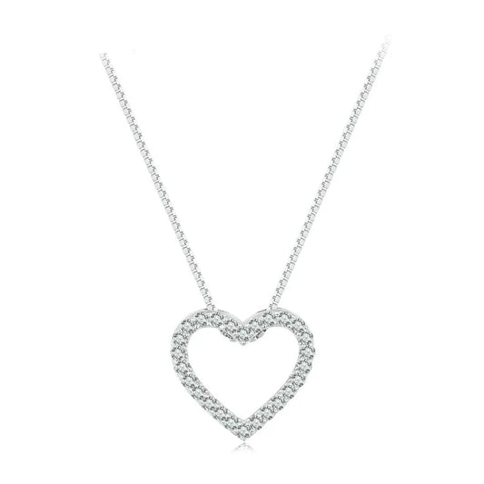 Moissanite 925 Sterling Silver Heart Necklaces