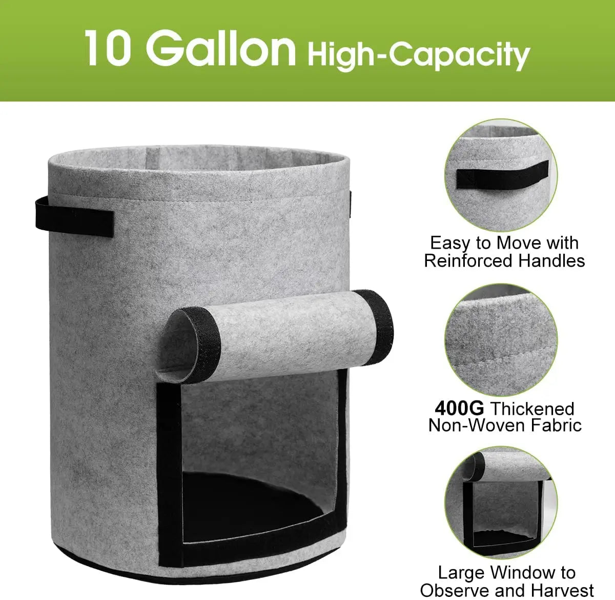Felt Plant Grow Bags – 3 Sizes Available
