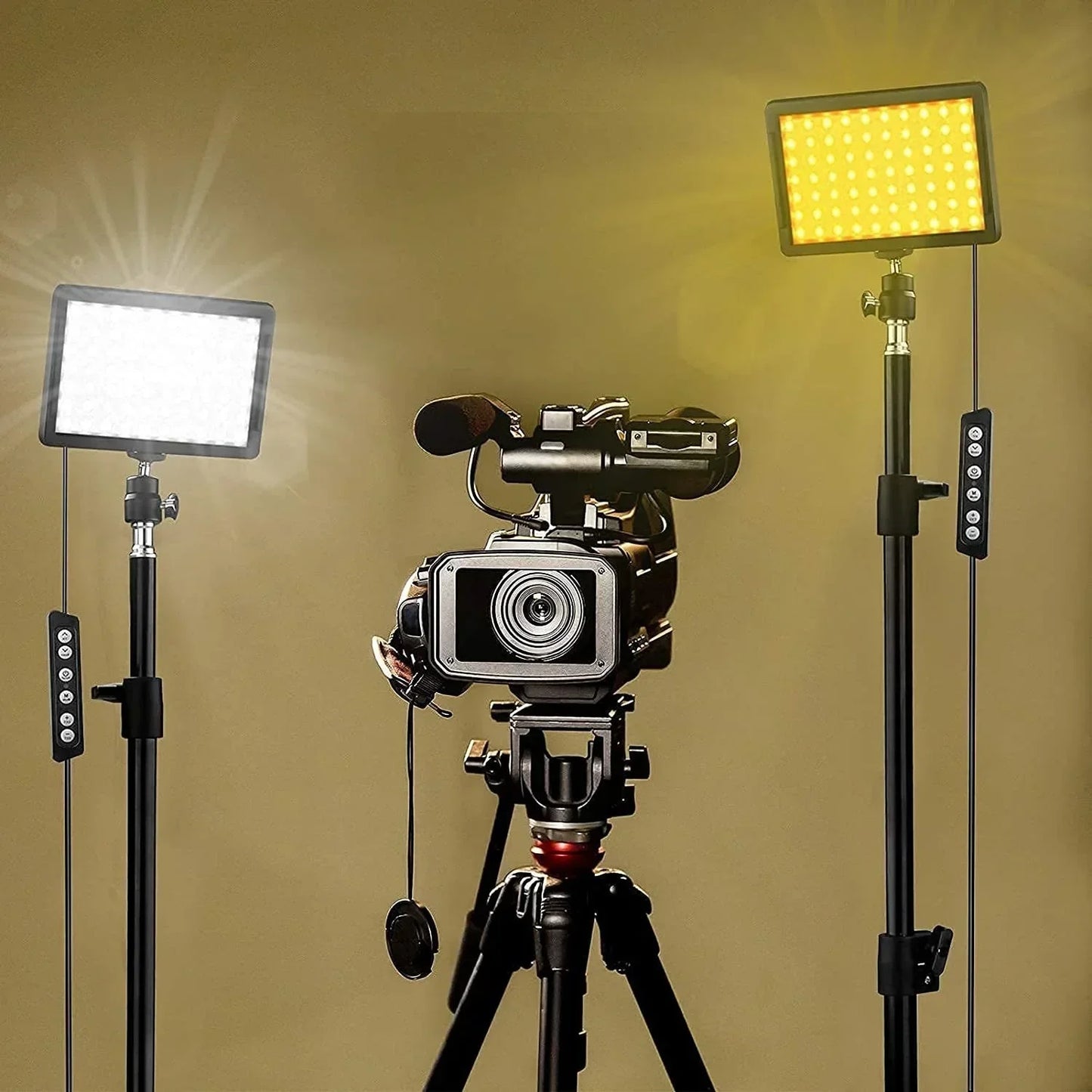 Zestaw oświetlenia LED do wideo i fotografii – z statywem i filtrami RGB