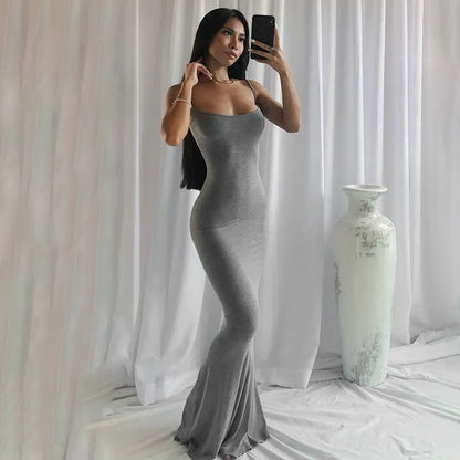 Satin Sleeveless Elegant Sexy Backless Birthday Party Club Sundress