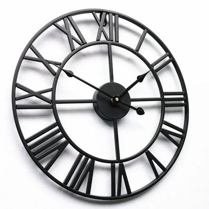 Modern 3D Large Retro Metal Wall Clock – Nordic Roman Numerals Design