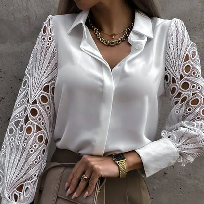 Women Blouse Autumn Spring Black Top Vintage Button Up Shirts