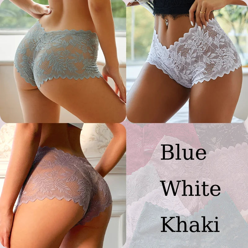 3PCS Sexy Floral Lace Panties Women Briefs Low Waist Soft Lingerie