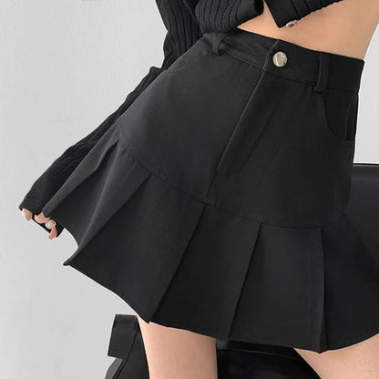 High Waist Pleated College Style Uniforms Safety Pants Mini Skirts