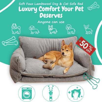 Canapé-lit doux en fausse laine d'agneau pour chiens et chats