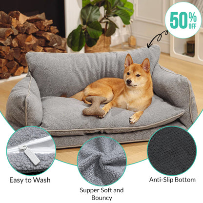 Canapé-lit doux en fausse laine d'agneau pour chiens et chats