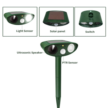 Solar Powered Ultrasonic Rabbit Repeller – Humane Garden Protection with Flashing Light