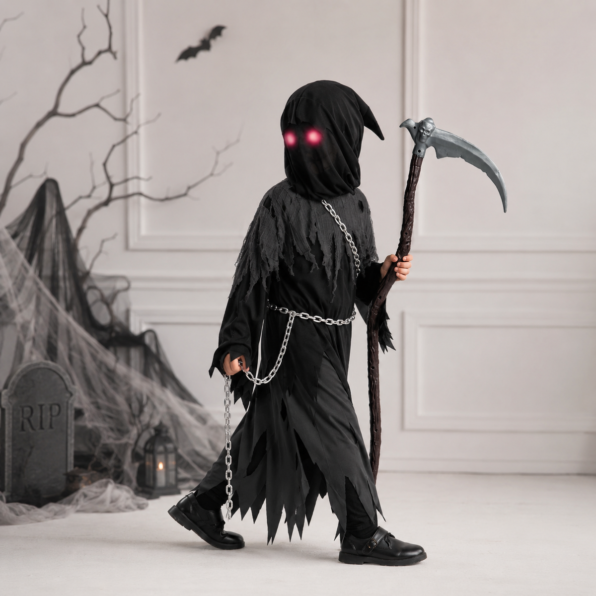 Ventayo – Spooky Costume Collection | Grim Reaper Hooded Robe Set with Glowing Eyes | Perfect for Halloween Fun