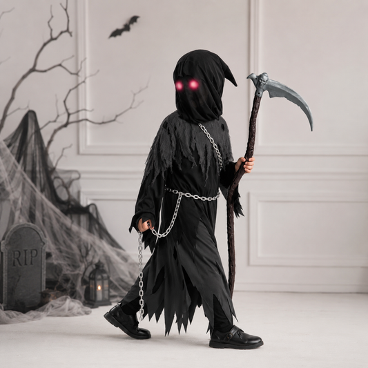 Ventayo – Spooky Costume Collection | Grim Reaper Hooded Robe Set with Glowing Eyes | Perfect for Halloween Fun