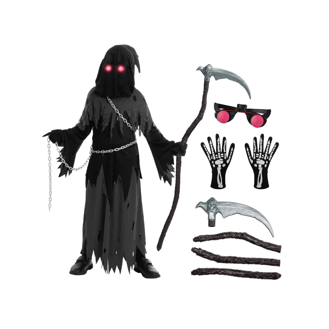 Ventayo – Spooky Costume Collection | Grim Reaper Hooded Robe Set with Glowing Eyes | Perfect for Halloween Fun