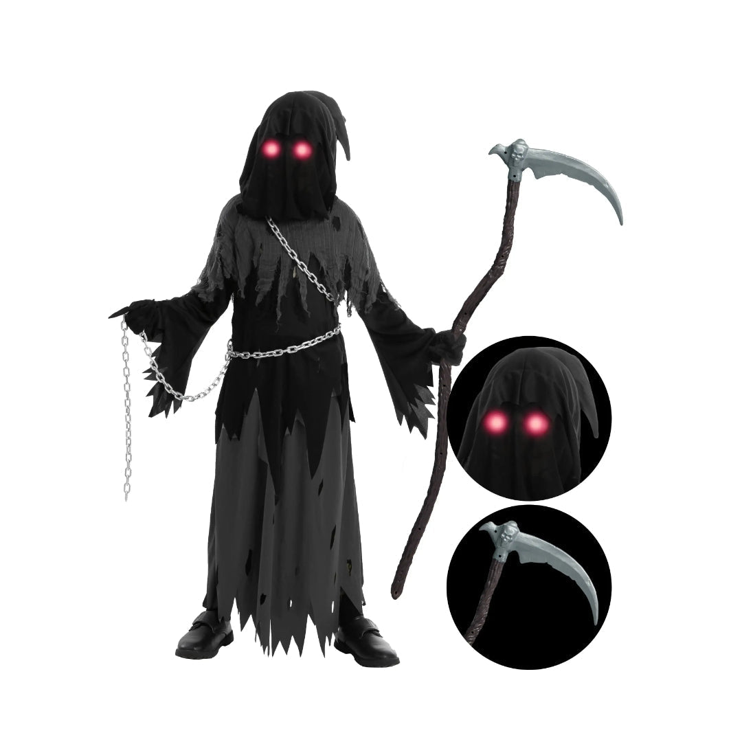 Ventayo – Spooky Costume Collection | Grim Reaper Hooded Robe Set with Glowing Eyes | Perfect for Halloween Fun