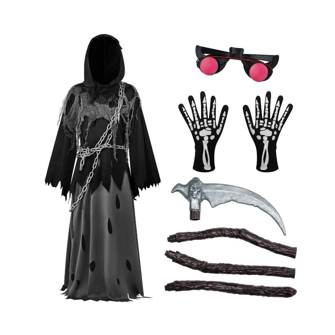 Ventayo – Spooky Costume Collection | Grim Reaper Hooded Robe Set with Glowing Eyes | Perfect for Halloween Fun