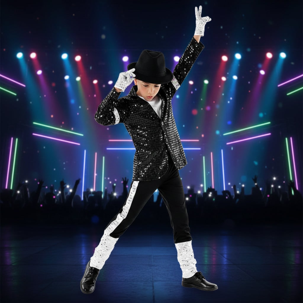 Ventayo – Star Performer | Kids Pop Star Dance Costume with Sparkling Design | Perfect for Halloween and Stage Events
