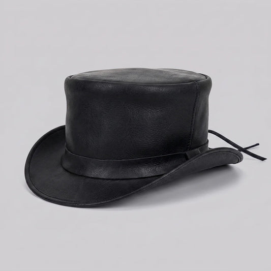Steampunk Top Hat | Leather Finish with Shapeable Brim | Unique Style for Festivals and Events – Ventayo