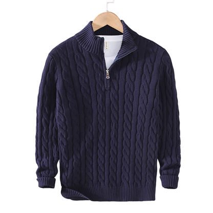Winter Outfit – Polo Brunch | Men's Cable-Knit Sweater & Tailored Trousers Bundle – Stylish Winter Look