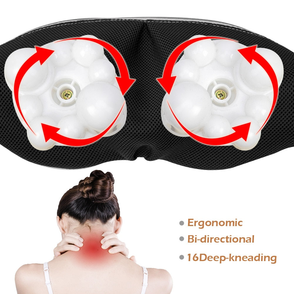 Elektrisk U-formad Shiatsu nack- och axelmassager med infraröd värme