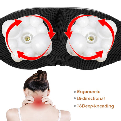 Elektrisk U-formad Shiatsu nack- och axelmassager med infraröd värme