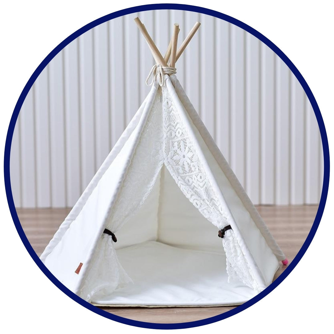 Designer hvit kjæledyr-teepee