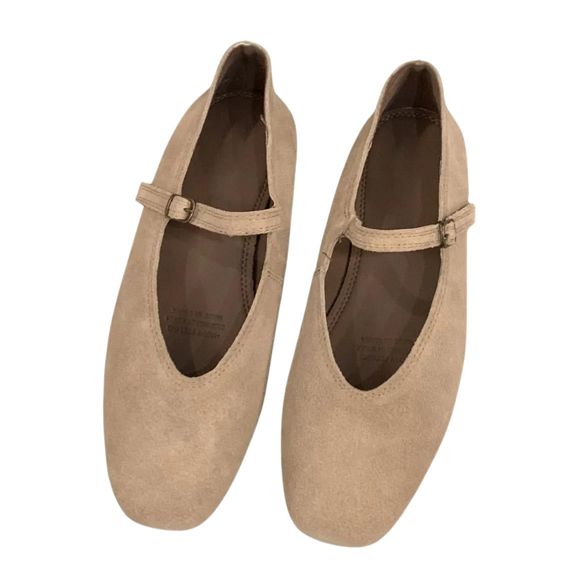 Taupe Suede Mary Jane Flats