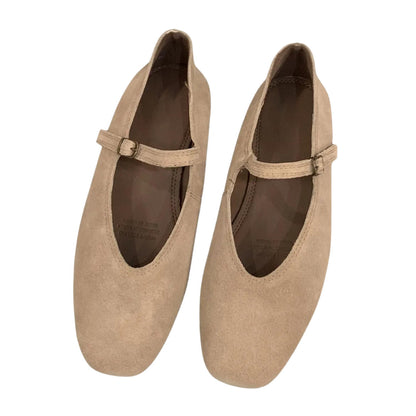Taupe Suede Mary Jane Flats