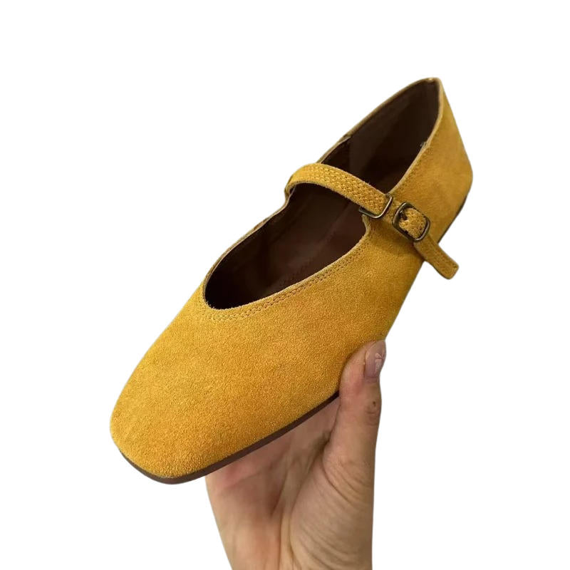 Taupe Suede Mary Jane Flats