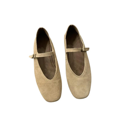 Taupe Suede Mary Jane Flats