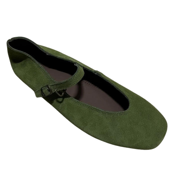 Taupe Suede Mary Jane Flats