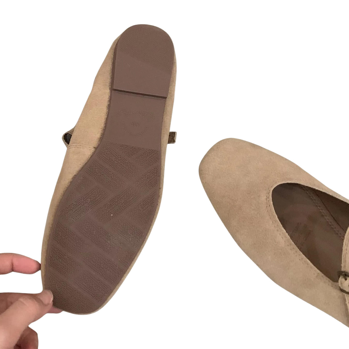 Taupe Suede Mary Jane Flats