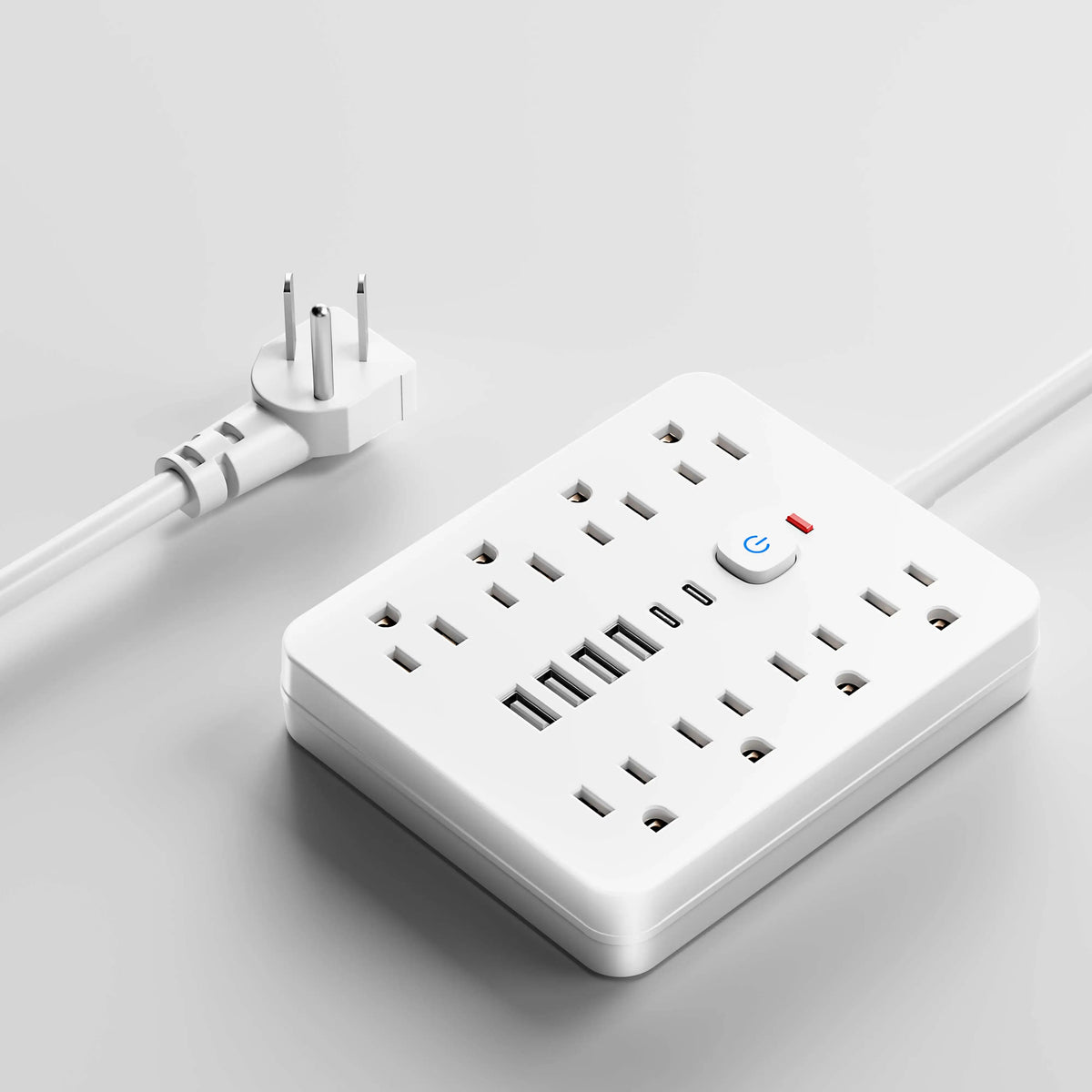 Ventayo – Versatile Power Hub | Surge Protector Power Strip with 8 AC Outlets & 4 USB Ports | Compact Charging Solution for Home and Office