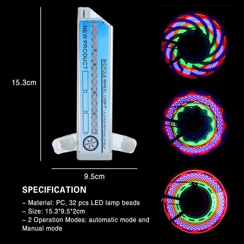 Ventayo – Bicycle Spoke LED Lights with 30 Colorful Patterns | Enhanced Visibility for Safety